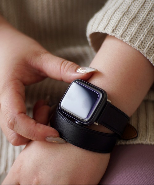 Port(ポート)の「Apple Watch 2重 デザイン ステッチ レザー バンド / アップルウォッチ #(デジタル腕時計・レディース・チャコールグレー/ブラック/ブラック系その他/キャメル・A/B)」の13枚目の写真