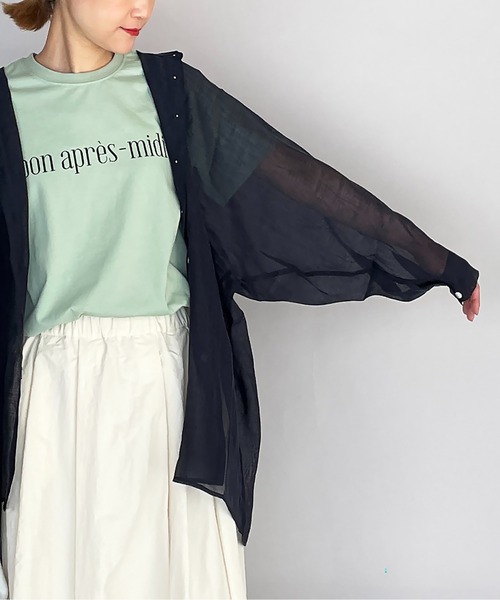 PICCIN（ピッチン）の「ラグランシアーシャツ（シャツ/ブラウス・レディース・モカ/ネイビー/サーモンピンク・M）」の17枚目の写真