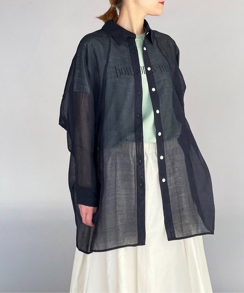 PICCIN（ピッチン）の「ラグランシアーシャツ（シャツ/ブラウス・レディース・モカ/ネイビー/サーモンピンク・M）」の14枚目の写真