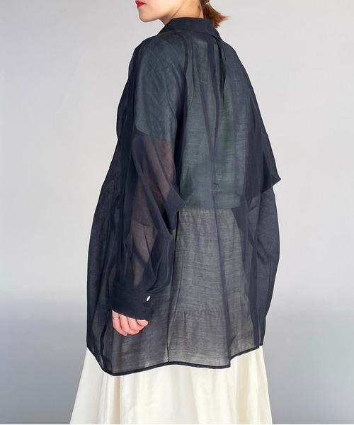 PICCIN（ピッチン）の「ラグランシアーシャツ（シャツ/ブラウス・レディース・モカ/ネイビー/サーモンピンク・M）」の16枚目の写真