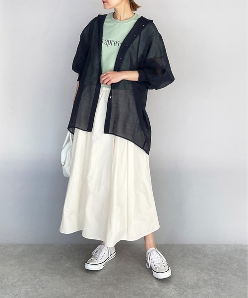 PICCIN（ピッチン）の「ラグランシアーシャツ（シャツ/ブラウス・レディース・モカ/ネイビー/サーモンピンク・M）」の19枚目の写真