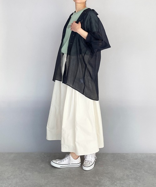 PICCIN（ピッチン）の「ラグランシアーシャツ（シャツ/ブラウス・レディース・モカ/ネイビー/サーモンピンク・M）」の20枚目の写真