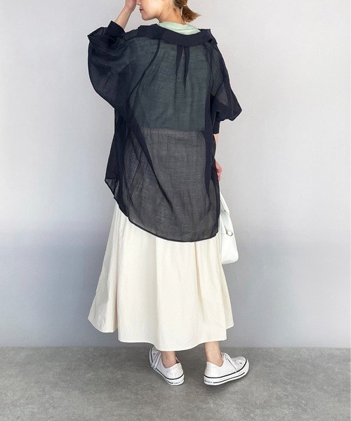 PICCIN（ピッチン）の「ラグランシアーシャツ（シャツ/ブラウス・レディース・モカ/ネイビー/サーモンピンク・M）」の21枚目の写真