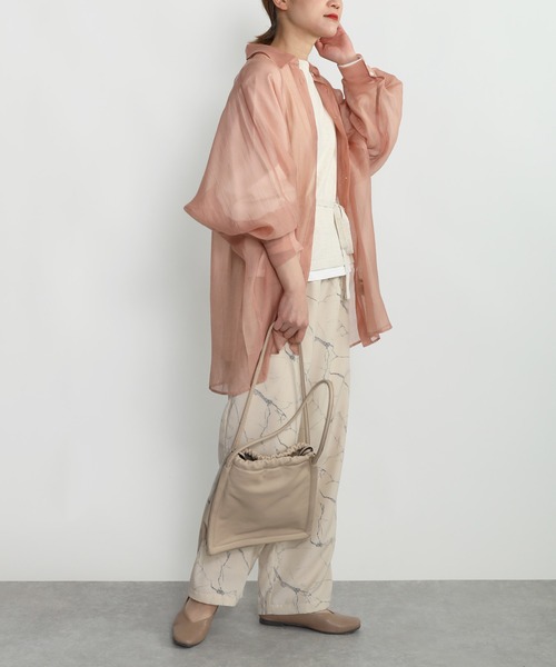 PICCIN（ピッチン）の「ラグランシアーシャツ（シャツ/ブラウス・レディース・モカ/ネイビー/サーモンピンク・M）」の12枚目の写真