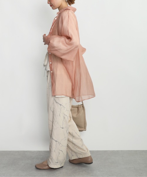 PICCIN（ピッチン）の「ラグランシアーシャツ（シャツ/ブラウス・レディース・モカ/ネイビー/サーモンピンク・M）」の9枚目の写真