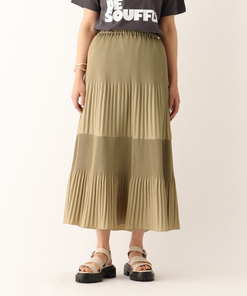 OPAQUE.CLIP（オペークドットクリップ）の「◆【C】ライトタフタ ティアードプリーツスカート（スカート・レディース・キャメル/ブラック/グリーン・40/36/38）」の10枚目の写真