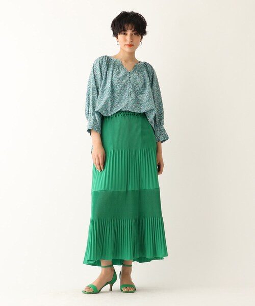 OPAQUE.CLIP（オペークドットクリップ）の「◆【C】ライトタフタ ティアードプリーツスカート（スカート・レディース・キャメル/ブラック/グリーン・40/36/38）」の14枚目の写真