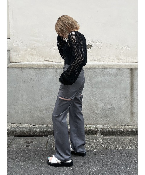 ENVYM（アンビー）の「クロップドメッシュニットＰＯ（ニット/セーター・レディース・ホワイト/オレンジ/ブラック・FREE）」の20枚目の写真