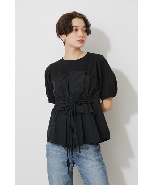 AZUL by moussy（アズールバイマウジー）の「BUSTIER LAYERED TOPS/ビスチェレイヤードトップス（Tシャツ/カットソー・レディース・ブラック/ブラック系その他/ベージュ系その他/イエロー系その他・SMALL/MEDIUM）」の7枚目の写真