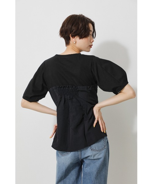 AZUL by moussy（アズールバイマウジー）の「BUSTIER LAYERED TOPS/ビスチェレイヤードトップス（Tシャツ/カットソー・レディース・ブラック/ブラック系その他/ベージュ系その他/イエロー系その他・SMALL/MEDIUM）」の8枚目の写真