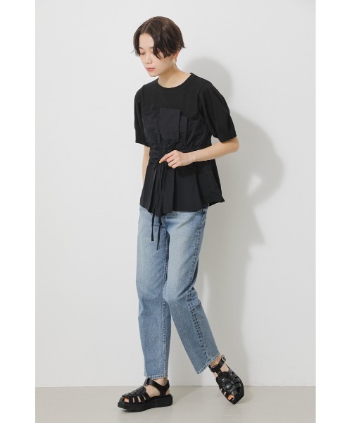 AZUL by moussy（アズールバイマウジー）の「BUSTIER LAYERED TOPS/ビスチェレイヤードトップス（Tシャツ/カットソー・レディース・ブラック/ブラック系その他/ベージュ系その他/イエロー系その他・SMALL/MEDIUM）」の9枚目の写真