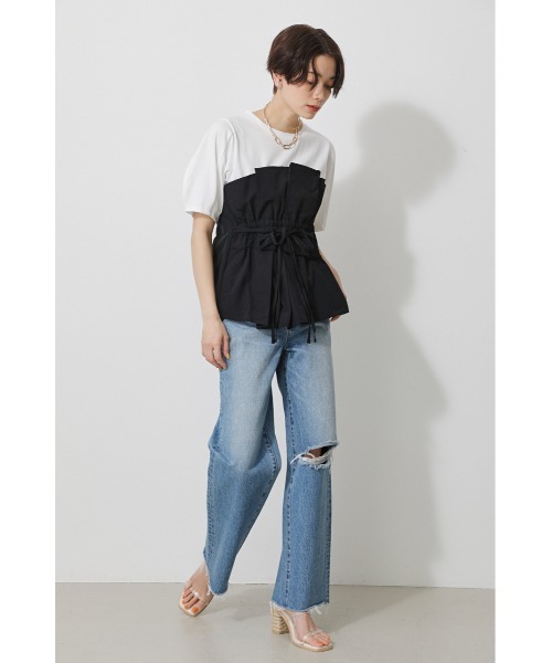 AZUL by moussy（アズールバイマウジー）の「BUSTIER LAYERED TOPS/ビスチェレイヤードトップス（Tシャツ/カットソー・レディース・ブラック/ブラック系その他/ベージュ系その他/イエロー系その他・SMALL/MEDIUM）」の17枚目の写真