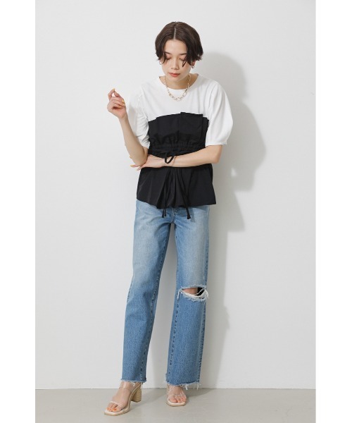 AZUL by moussy（アズールバイマウジー）の「BUSTIER LAYERED TOPS/ビスチェレイヤードトップス（Tシャツ/カットソー・レディース・ブラック/ブラック系その他/ベージュ系その他/イエロー系その他・SMALL/MEDIUM）」の18枚目の写真