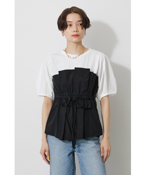 AZUL by moussy（アズールバイマウジー）の「BUSTIER LAYERED TOPS/ビスチェレイヤードトップス（Tシャツ/カットソー・レディース・ブラック/ブラック系その他/ベージュ系その他/イエロー系その他・SMALL/MEDIUM）」の19枚目の写真