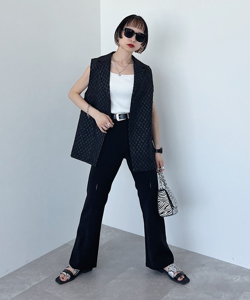 PAGEBOY(ページボーイ)の「CORE / スラッシュフレアスラックス(スラックス・レディース・ブラック/イエロー・SMALL/MEDIUM)」の4枚目の写真