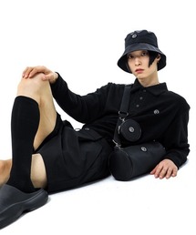 BASIC COTTON | 【BASIC COTTON/ベーシックコットン】NYLON BUCKET HAT/バケハ バケットハット ロゴバケハ 黒  韓国ブランド 韓国ファッション(ハット)