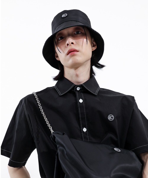 BASIC COTTON（ベーシックコットン）の「【BASIC COTTON/ベーシックコットン】NYLON BUCKET HAT/バケハ バケットハット ロゴバケハ 黒  韓国ブランド 韓国ファッション（ハット・メンズ・ブラック・ONE SIZE）」の13枚目の写真