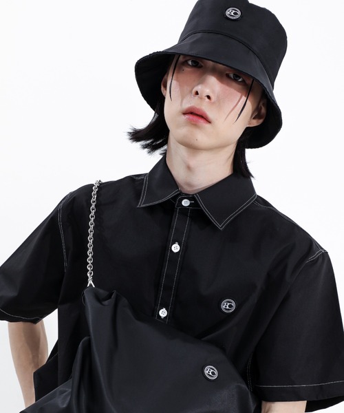 BASIC COTTON（ベーシックコットン）の「【BASIC COTTON/ベーシックコットン】NYLON BUCKET HAT/バケハ バケットハット ロゴバケハ 黒  韓国ブランド 韓国ファッション（ハット・メンズ・ブラック・ONE SIZE）」の18枚目の写真