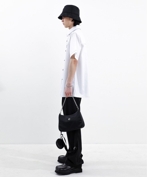 BASIC COTTON（ベーシックコットン）の「【BASIC COTTON/ベーシックコットン】NYLON BUCKET HAT/バケハ バケットハット ロゴバケハ 黒  韓国ブランド 韓国ファッション（ハット・メンズ・ブラック・ONE SIZE）」の5枚目の写真