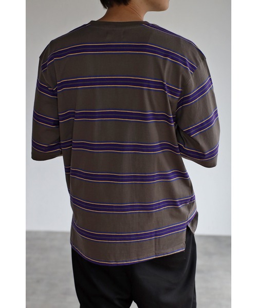天竺 マルチボーダー オーバーサイズ Tシャツ<ユニセックス>（T