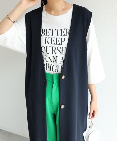 andme（アンドミー）の「コットン半袖オーバーサイズロゴプリントTシャツ（Tシャツ/カットソー・レディース・チャコールグレー/ベージュ/ネイビー/ホワイト×グリーン/ホワイト×グレー/ホワイト×パープル/パープル/ホワイト×ブラウン・M）」の13枚目の写真