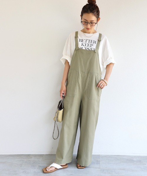 andme（アンドミー）の「コットン半袖オーバーサイズロゴプリントTシャツ（Tシャツ/カットソー・レディース・チャコールグレー/ベージュ/ネイビー/ホワイト×グリーン/ホワイト×グレー/ホワイト×パープル/パープル/ホワイト×ブラウン・M）」の16枚目の写真