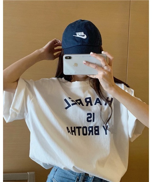 Ritzy(リッツィー)の「ロゴプリントTシャツ(Tシャツ/カットソー・レディース・ホワイト/ネイビー/杢グレー・FREE/XL)」の4枚目の写真