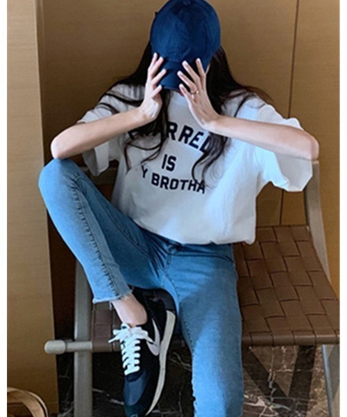 Ritzy(リッツィー)の「ロゴプリントTシャツ(Tシャツ/カットソー・レディース・ホワイト/ネイビー/杢グレー・FREE/XL)」の6枚目の写真