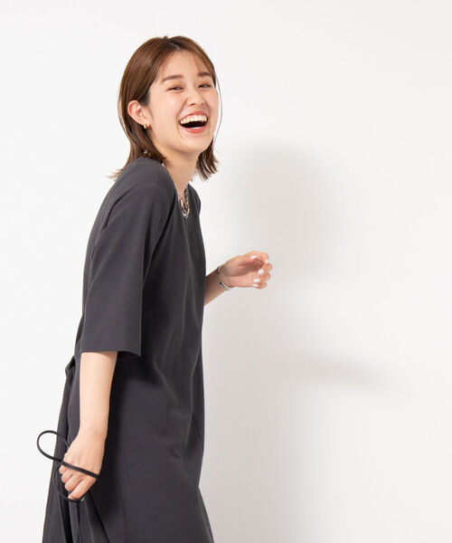 Rie Miller（リエミラー）の「ブロックインレーラップワンピース（ワンピース・レディース・チャコールグレー/ブラック・38）」の7枚目の写真