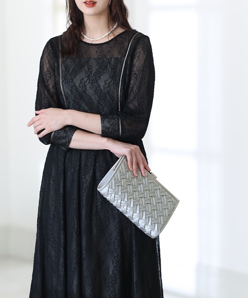 PourVous（プールヴー）の「サテンイントレチャートバッグ 結婚式 同窓会 オケージョン お呼ばれ  パーティーバッグ（クラッチバッグ・レディース・ベージュ/シルバー/ブラック・FREE）」の14枚目の写真