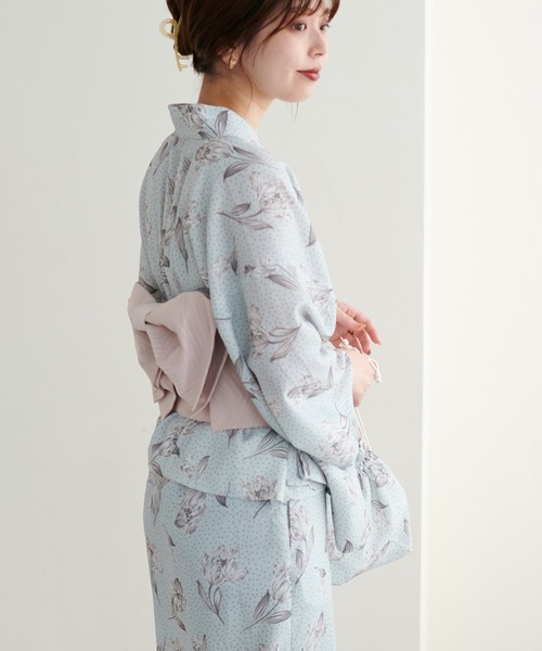 natural couture(ナチュラルクチュール)の「WEB限定/差し込むだけで華やか 6枚羽リボン結び帯(和装小物・レディース・ベージュ/グレー/レッド/イエロー・FREE)」の5枚目の写真