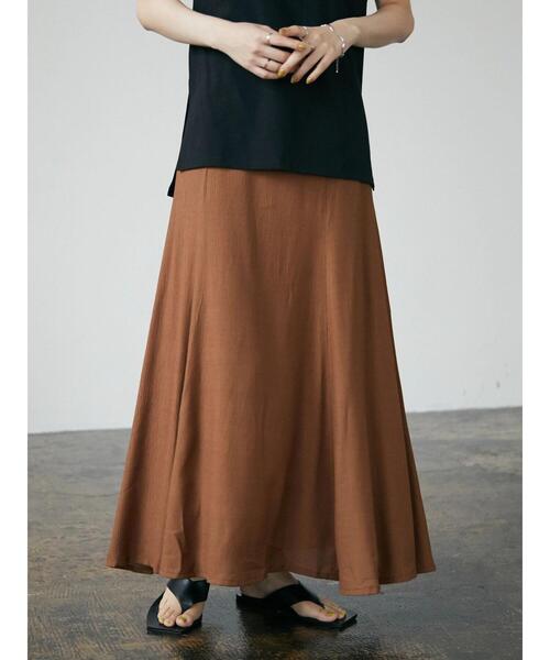 CRAFT STANDARD BOUTIQUE(クラフトスタンダードブティック)の「楊柳イージースカート *(スカート・レディース・ブラック/ブラウン・M/L)」の7枚目の写真