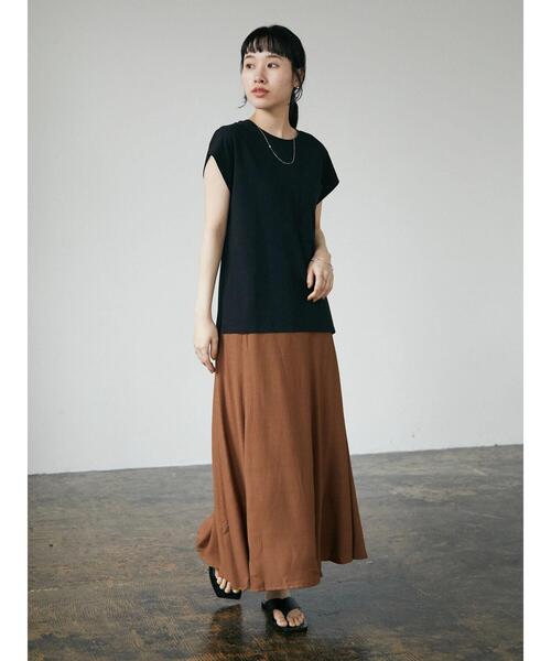 CRAFT STANDARD BOUTIQUE(クラフトスタンダードブティック)の「楊柳イージースカート *(スカート・レディース・ブラック/ブラウン・M/L)」の9枚目の写真