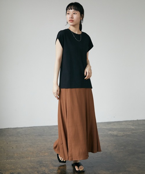 CRAFT STANDARD BOUTIQUE(クラフトスタンダードブティック)の「楊柳イージースカート *(スカート・レディース・ブラック/ブラウン・M/L)」の4枚目の写真