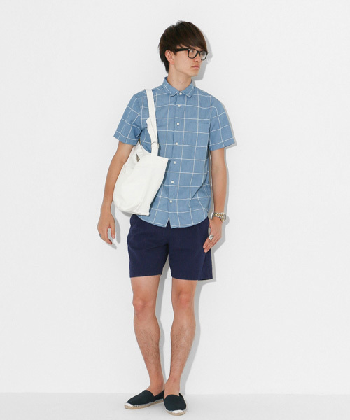 SENSE OF PLACE by URBAN RESEARCH（センスオブプレイスバイアーバンリサーチ）の「シアサッカーワイドショーツ（その他パンツ・メンズ・ライトカーキ/ネイビー・L/M）」の14枚目の写真