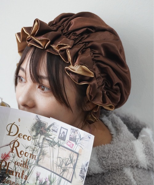 Port（ポート）の「ギャザー ナイトキャップ / ヘアボンネット_（その他ルームウェア・レディース・レッド/ブラック/ブラウン/アイボリー/ベージュ/ブラウン系その他・FREE）」の5枚目の写真