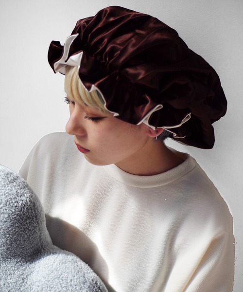 Port（ポート）の「ギャザー ナイトキャップ / ヘアボンネット_（その他ルームウェア・レディース・レッド/ブラック/ブラウン/アイボリー/ベージュ/ブラウン系その他・FREE）」の4枚目の写真