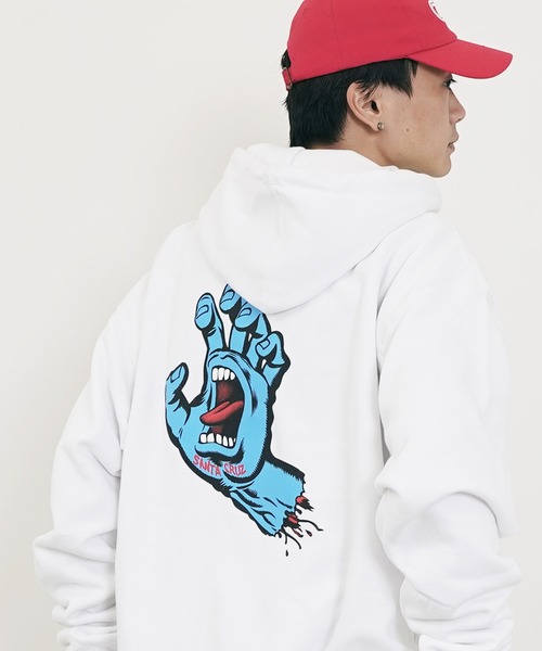 SANTA CRUZ(サンタクルーズ)の「SANTA CRUZ / サンタクルーズ Screaming Hand P/O Hooded Midweight Sweatshirt スウェット プルオーバー パーカー(パーカー・メンズ・ホワイト/ブラック/ライム/マルーン・MEDIUM/LARGE/X-LARGE/XX-LARGE)」の2枚目の写真