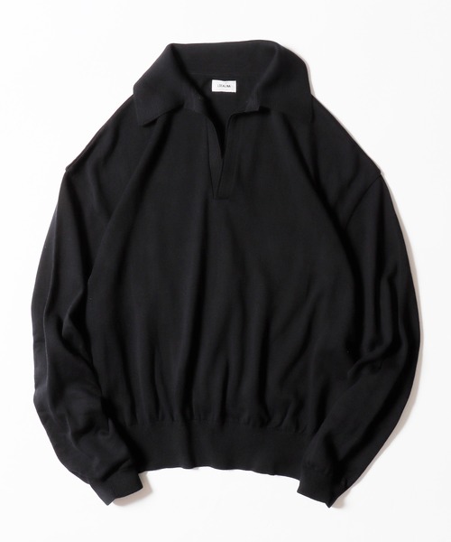 LOCALINA(ロカリナ)の「LOCALINA/ロカリナ Knit Skipper Vネックプルオーバーニット(ニット/セーター・メンズ・ブラック/グレー・FREE)」の2枚目の写真
