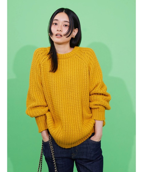 AMERICAN HOLIC（アメリカンホリック）の「ざっくりラグランニットプルオーバー（ニット/セーター・レディース・ネイビー/サックスブルー/イエロー/アイボリー・M/L）」の10枚目の写真