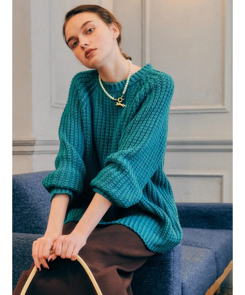 AMERICAN HOLIC（アメリカンホリック）の「ざっくりラグランニットプルオーバー（ニット/セーター・レディース・ネイビー/サックスブルー/イエロー/アイボリー・M/L）」の11枚目の写真