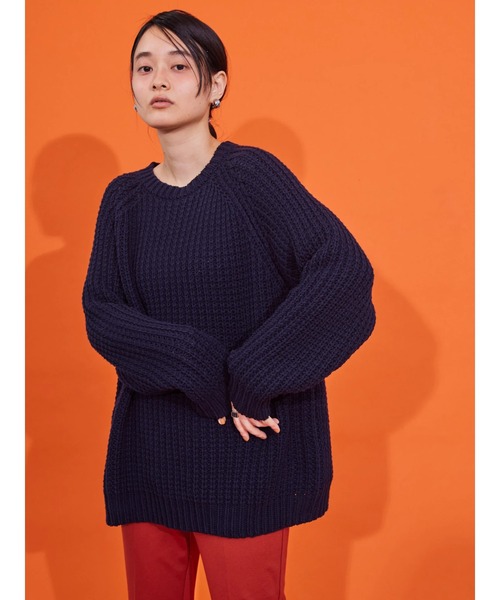 AMERICAN HOLIC（アメリカンホリック）の「ざっくりラグランニットプルオーバー（ニット/セーター・レディース・ネイビー/サックスブルー/イエロー/アイボリー・M/L）」の12枚目の写真