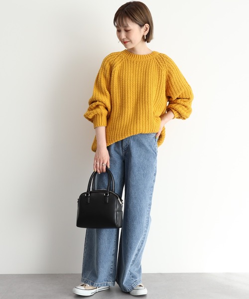 AMERICAN HOLIC（アメリカンホリック）の「ざっくりラグランニットプルオーバー（ニット/セーター・レディース・ネイビー/サックスブルー/イエロー/アイボリー・M/L）」の6枚目の写真