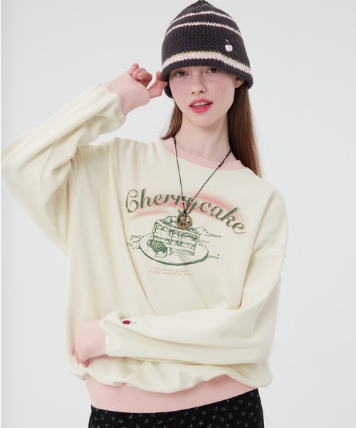 トレーナー スウェット KIRSH CHERRY CAKE GRAPHIC  RIB POINT SWEATSHIRT チェリーケーキ スウェット レ KIRSH（キルシー）の「KIRSH CHERRY CAKE GRAPHIC RIB POINT