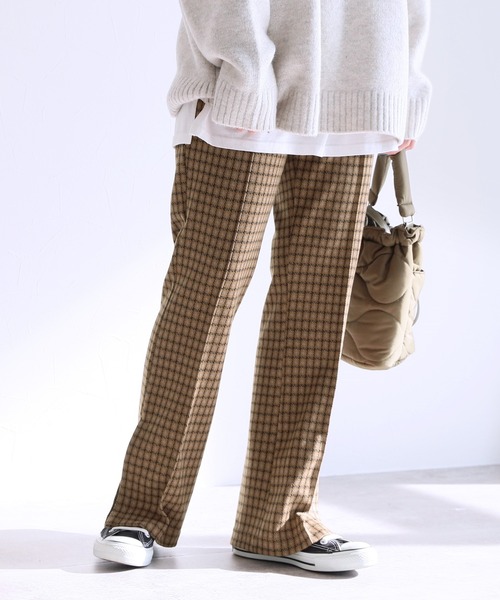 reca(レカ)の「チェックイージースリットパンツ(その他パンツ・レディース・ベージュ/キャメル・FREE)」の2枚目の写真