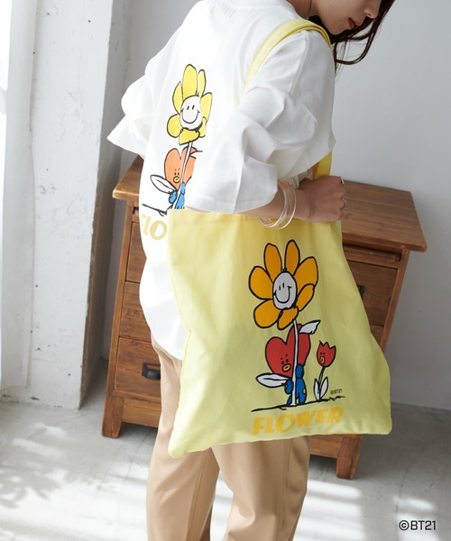 BT21(ビーティーイシビル)の「【BT21】キャラクタートート(トートバッグ・レディース・ピンク/イエロー/オレンジ/ミント/ブルー・FREE)」の7枚目の写真