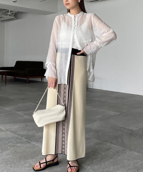 WILLFULLY（ウィルフリー）の「jacquard weave placement pencil knit  