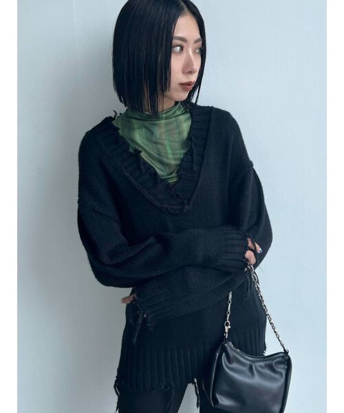 EMODA(エモダ)の「ダブルネックボディトップ(Tシャツ/カットソー・レディース・その他/ブラック/その他1・FREE)」の7枚目の写真