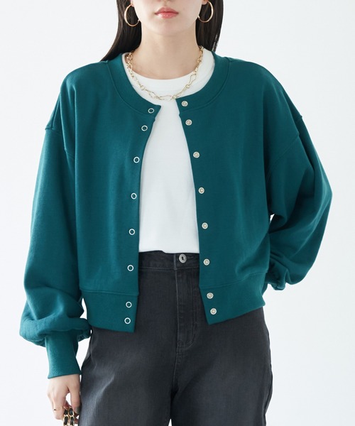 earth music&ecology（アースミュージックアンドエコロジー）の「前後2wayリングスナップカーディガン cardigan（カーディガン/ボレロ・レディース・レッド/ブラック/ブルー/ライトベージュ/グリーン・FREE）」の3枚目の写真