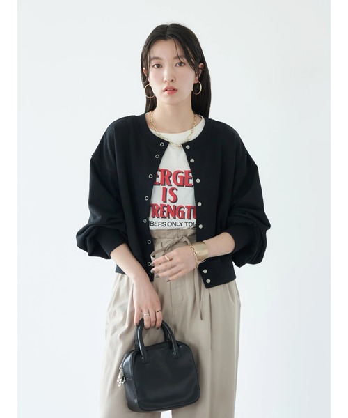 earth music&ecology（アースミュージックアンドエコロジー）の「前後2wayリングスナップカーディガン cardigan（カーディガン/ボレロ・レディース・レッド/ブラック/ブルー/ライトベージュ/グリーン・FREE）」の6枚目の写真